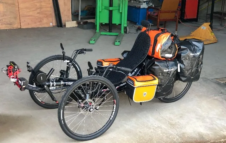 loaded recumbent trike panniers